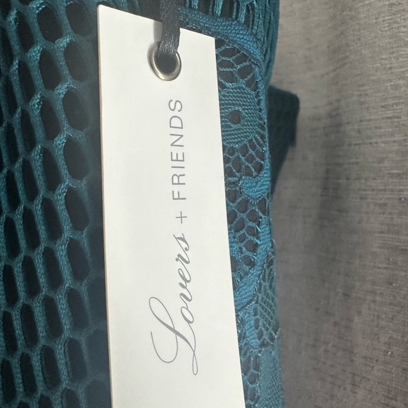 Lovers + Friends Teal Black Lace Mesh Strapless Mini Party Dress Revolve - Picture 3 of 4